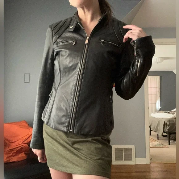 Vintage Neiman Marcus Genuine Leather Biker Jacket Coat Medium - Picture 2 of 10